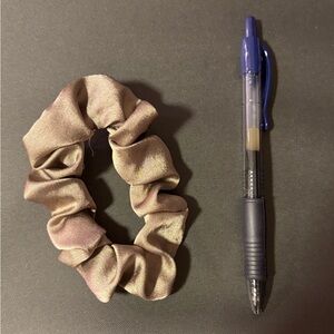 LIKE NEW - Tan satin medium size scrunchie